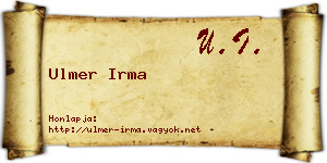 Ulmer Irma névjegykártya